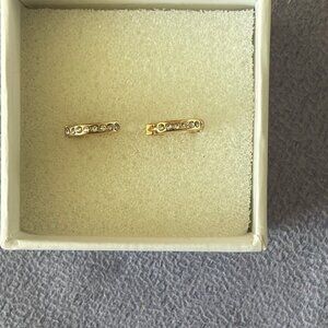 10K Gold Over 925 Cubic Zirconia Huggie Style Hoop Earrings - Brand New